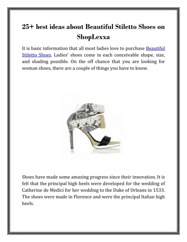 Beautiful Stiletto Shoes | Shop Lexxa