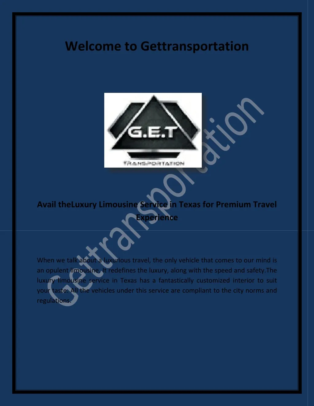 welcome to gettransportation