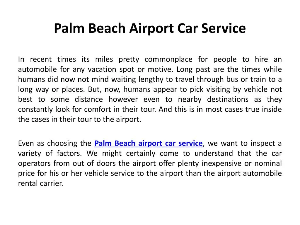 palm beach airport car service