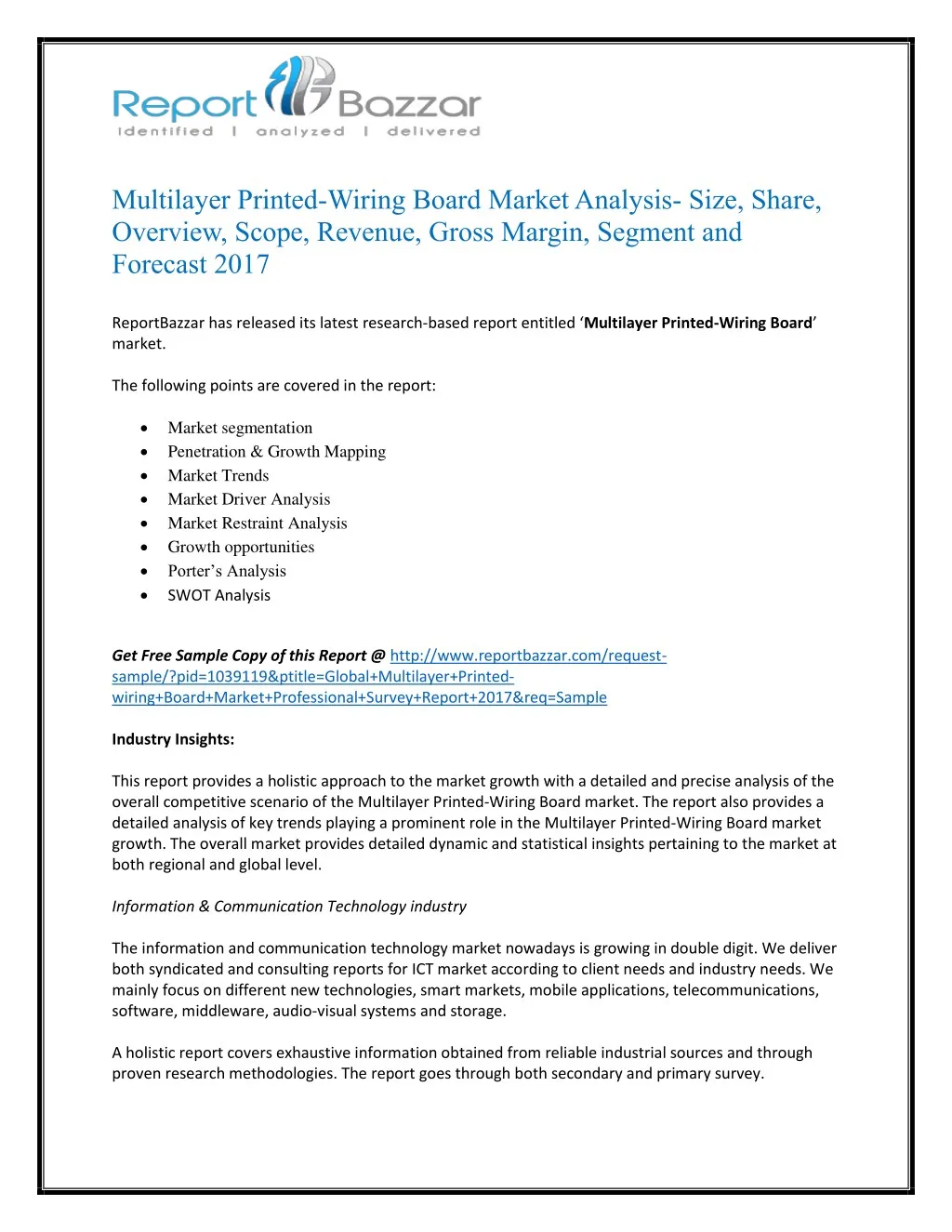 multilayer printed wiring board market analysis