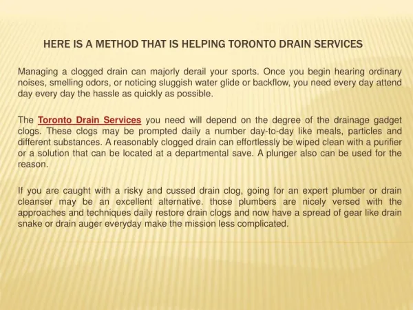 Here Is a Method That Is Helping Toronto Drain Services