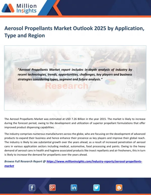 Aerosol Propellants Market Analysis by Growth Rate and Trends with Forecast to 2025