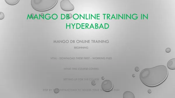 Mangodb online training in hyderabad