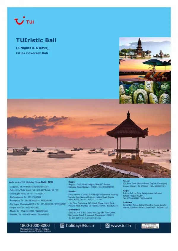 TUIristic Bali, 5 Nights and 6 Days Package starts @ ? 39,990