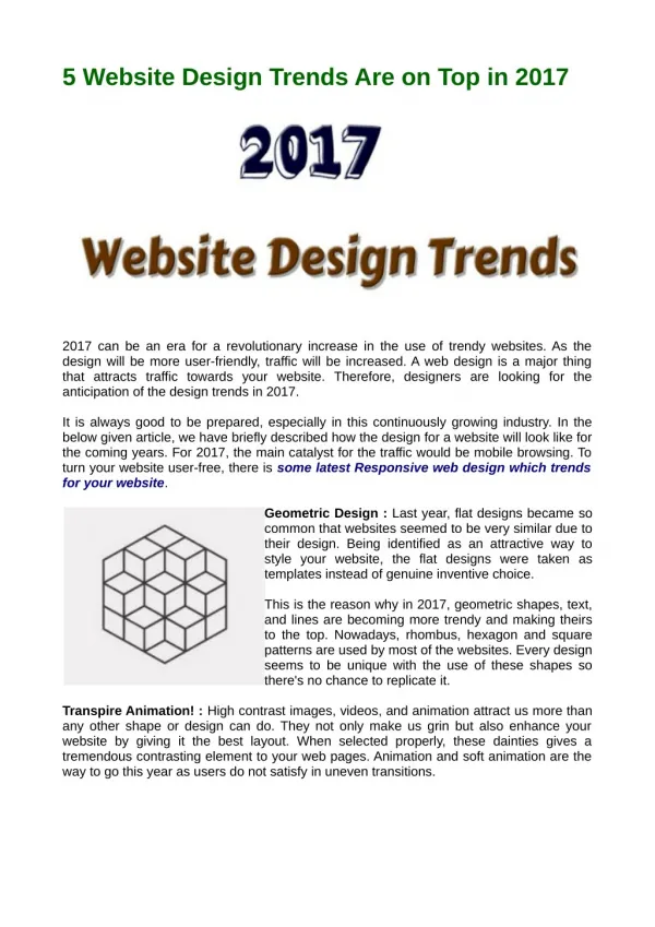Website Design Trends Are on Top in 2017