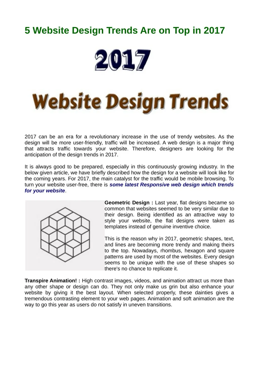 5 website design trends are on top in 2017