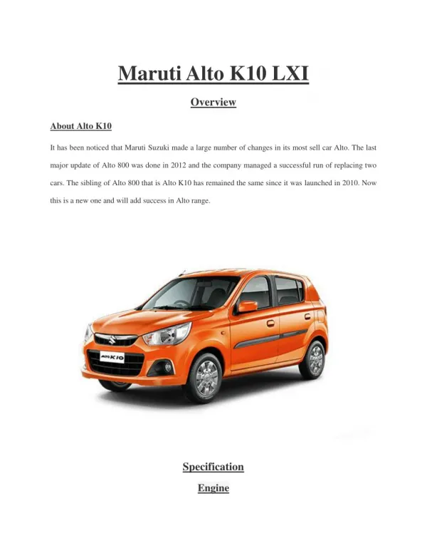 Maruti Alto K10 - Autovista