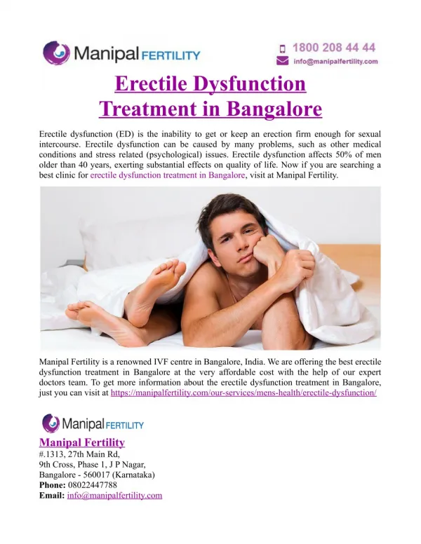 Erectile Dysfunction Treatment in Bangalore