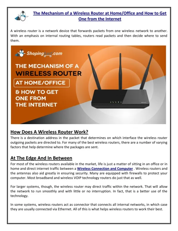The Mechanism of a Wireless Router at Home/Office and How to Get One From the Internet