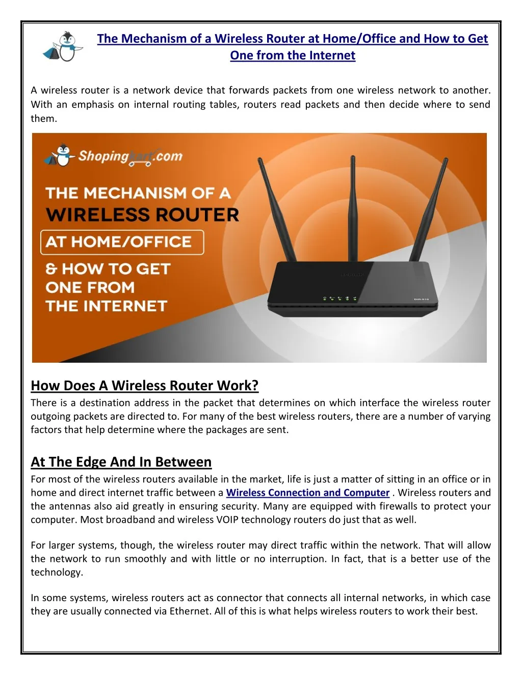 the mechanism of a wireless router at home office
