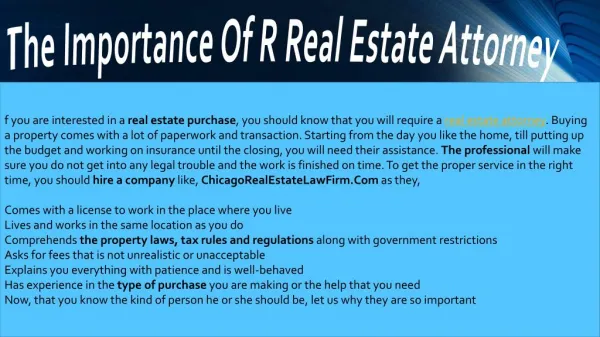 The Importance Of R Real Estate Attorney