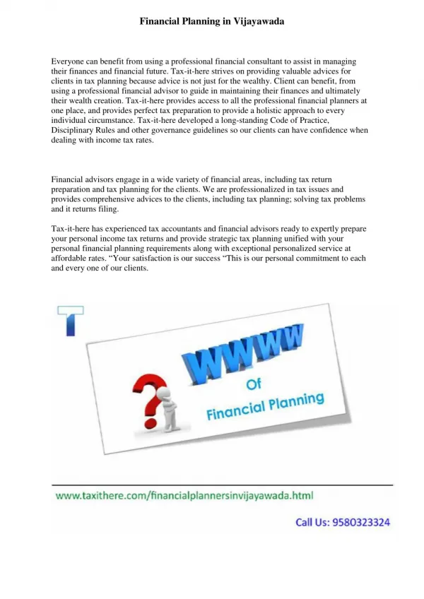 Financial Planning in Vijaywada|Annual return filing|Taxithere