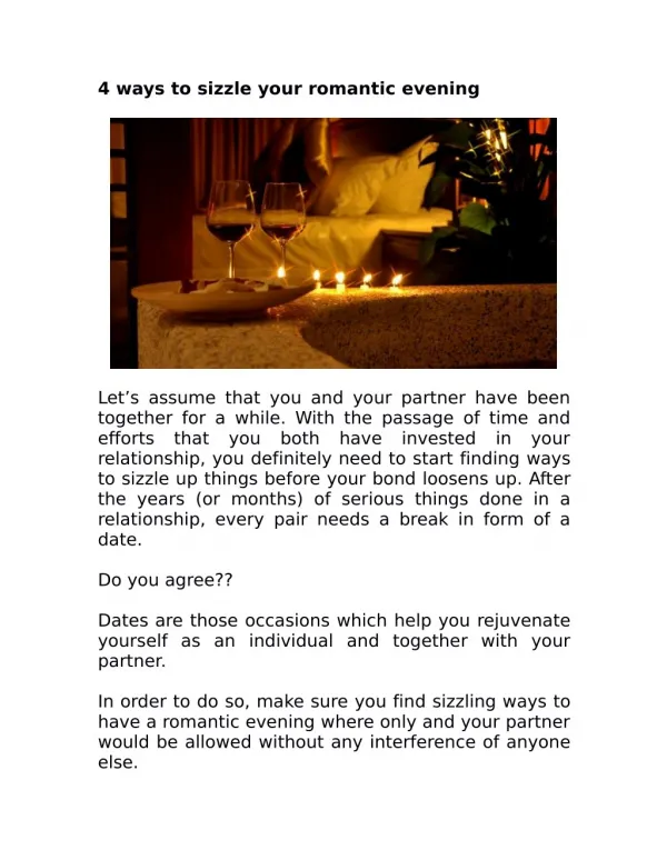 4 ways to sizzle your romantic evening