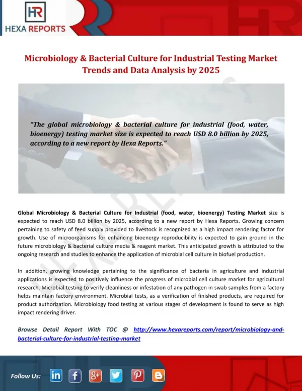 Microbiology & Bacterial Culture for Industrial Testing Market Trends and Data Analysis by 2025