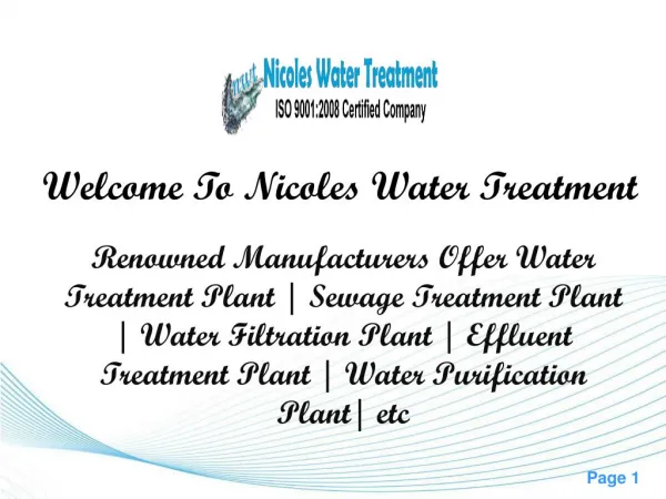 Sewage Water Treatment Plant In Noida