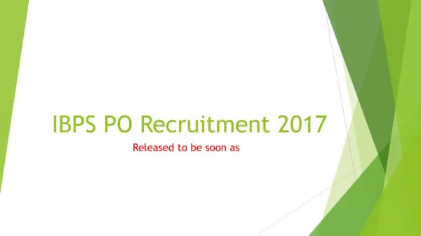 IBPS PO Recruitment 2017 Released Apply Online