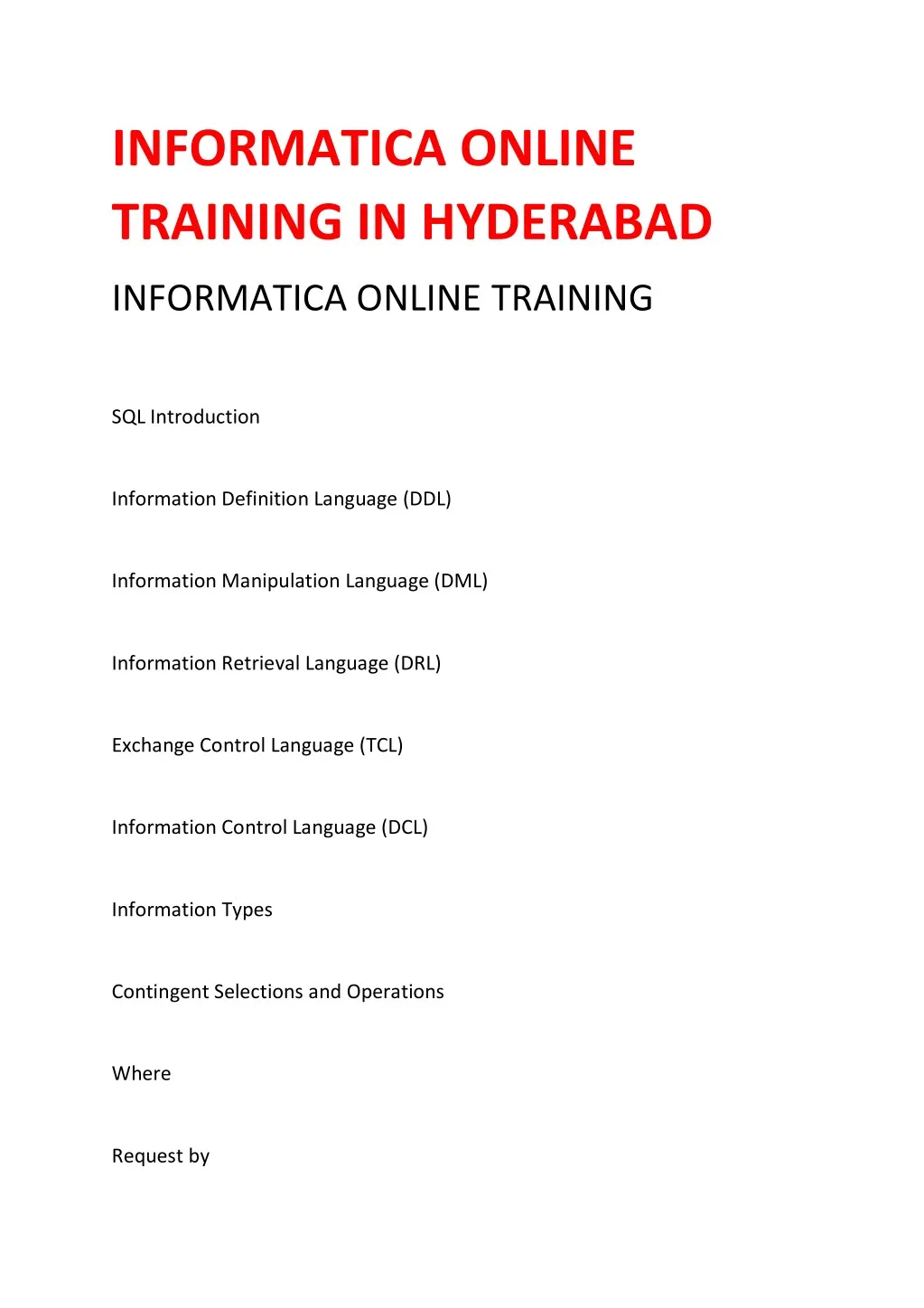 informatica online training in hyderabad