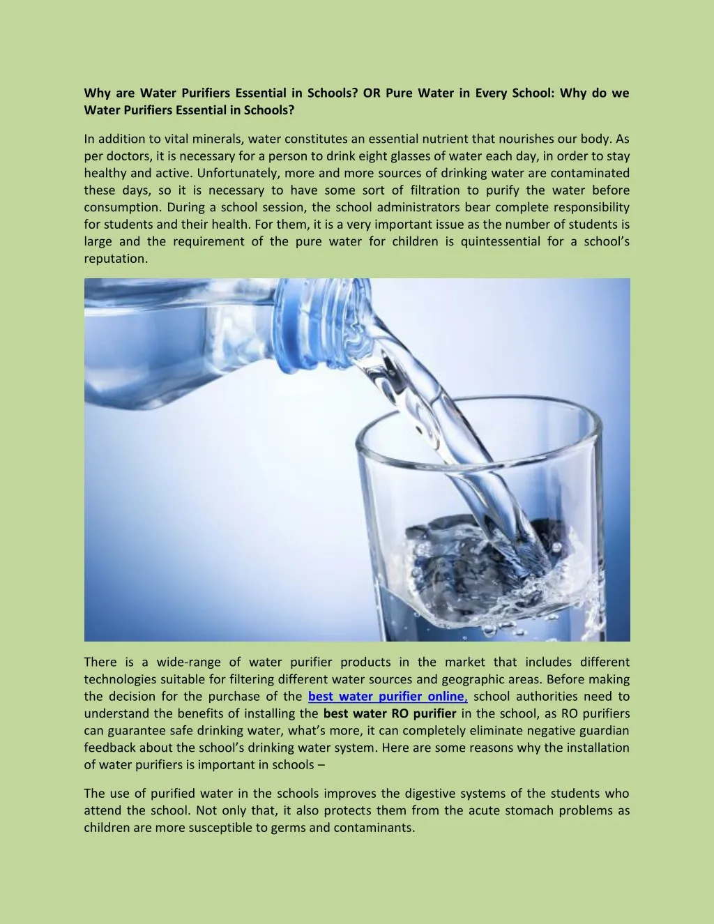 why are water purifiers essential in schools