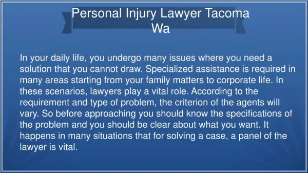 Personal Injury Lawyer Tacoma Wa