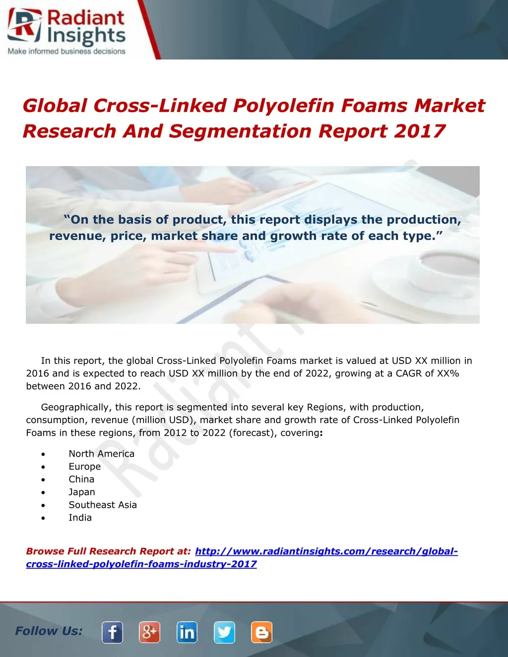 global cross linked polyolefin foams market