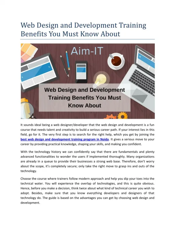 Web Design and Development Training Benefits You Must Know About
