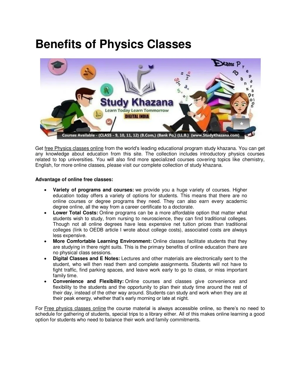 benefits of physics classes