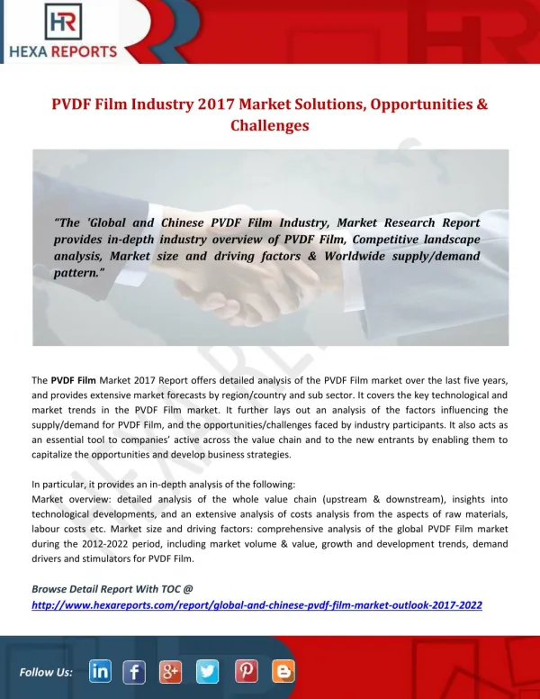 PVDF Film Industry 2017 Market Solutions, Opportunities & Challenges