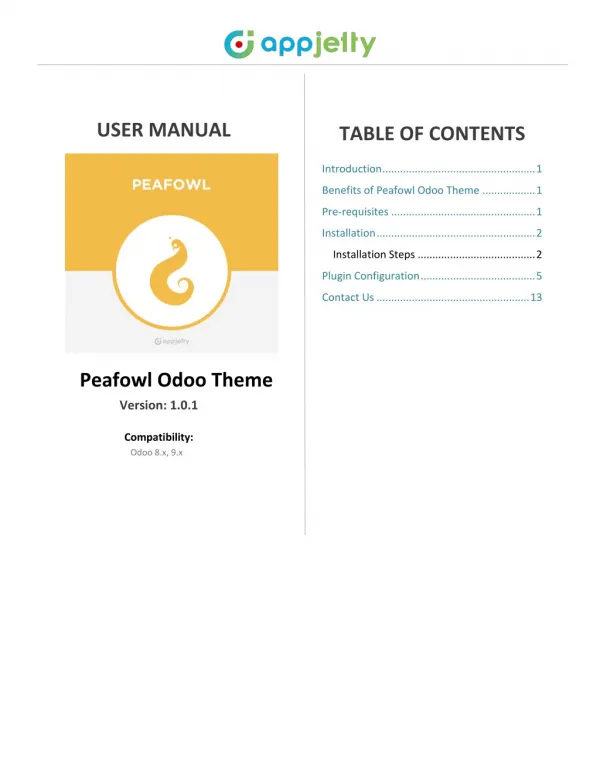 Responsive Cms Odoo Peafowl Theme: User Manual