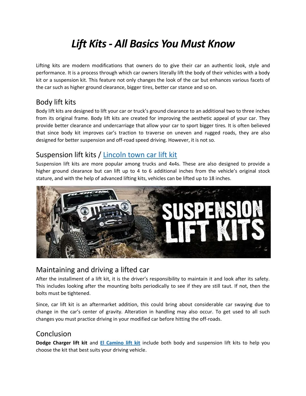 lift kits all basics you must know