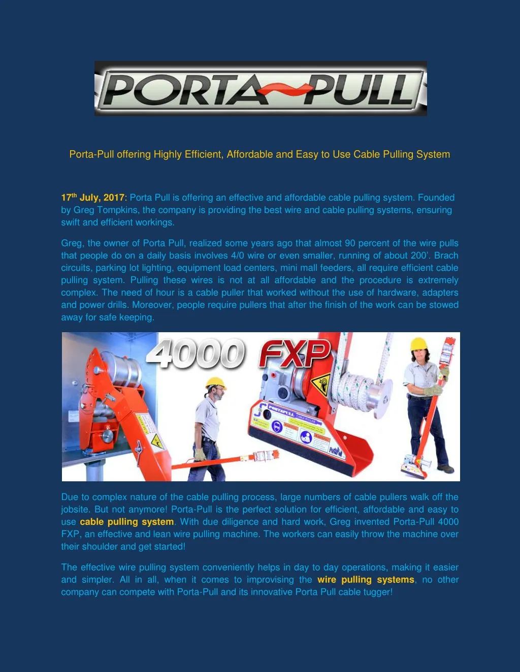 porta pull offering highly efficient affordable