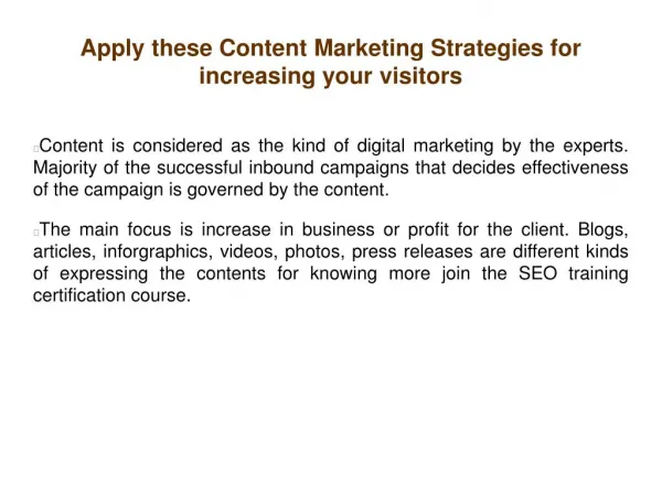 Apply these Content Marketing Strategies for increasing your visitors