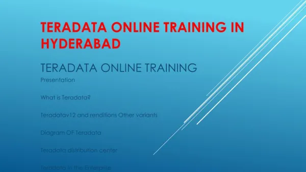 Teradata online training in hyderabad