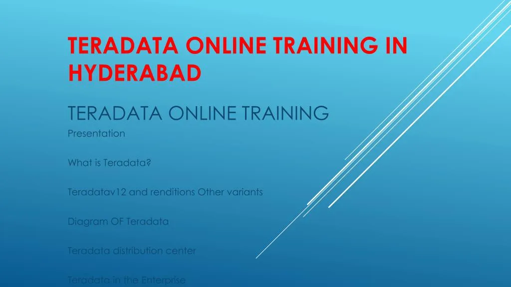 teradata online training in hyderabad