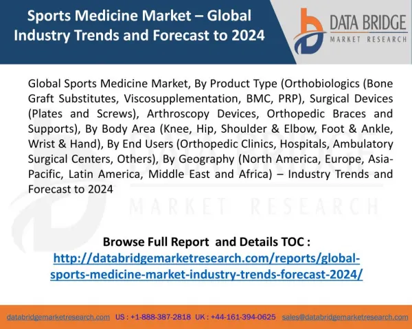 Global Sports Medicine Market is expected to reach USD 34.7 billion by 2024