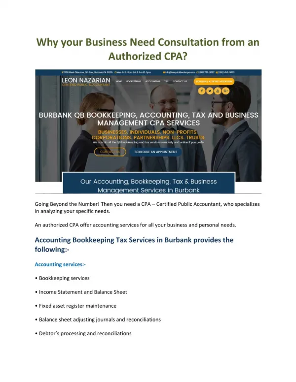 Why your Business Need Consultation from an Authorized CPA?