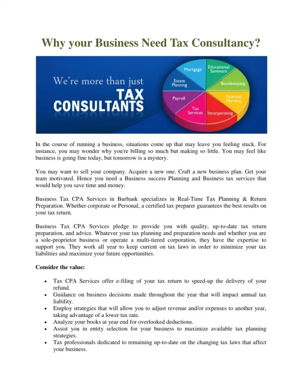 Why your Business Need Tax Consultancy?