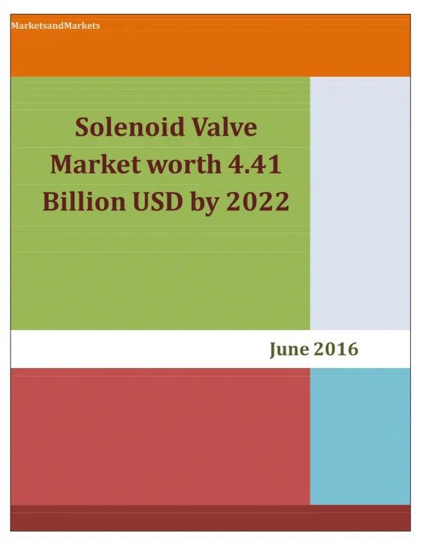 Solenoid Valve Market worth 4.41 Billion USD by 2022
