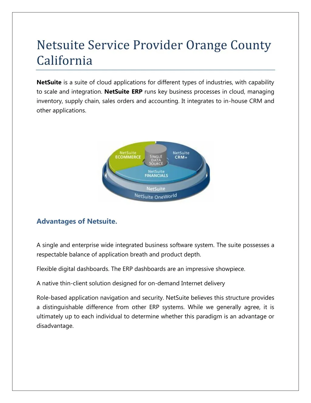 netsuite service provider orange county california