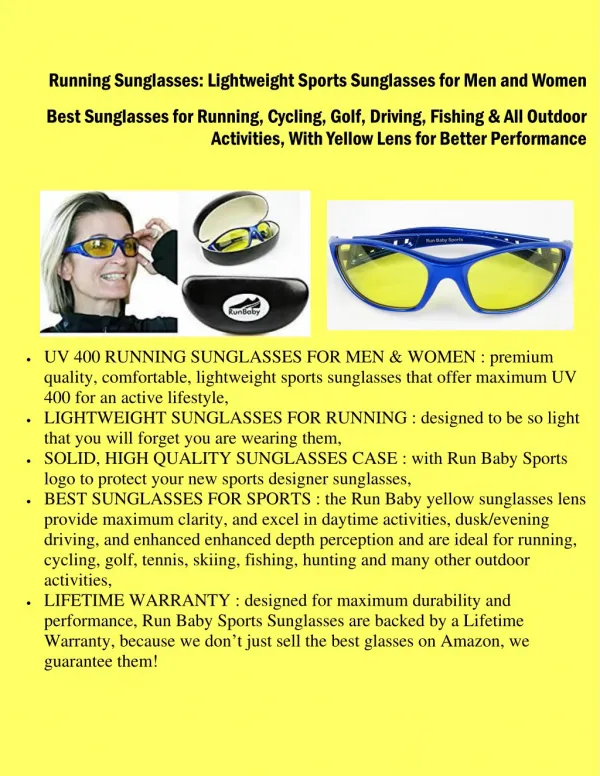 Running Sunglasses : Lightweight Sports Sunglasses for Men and Women