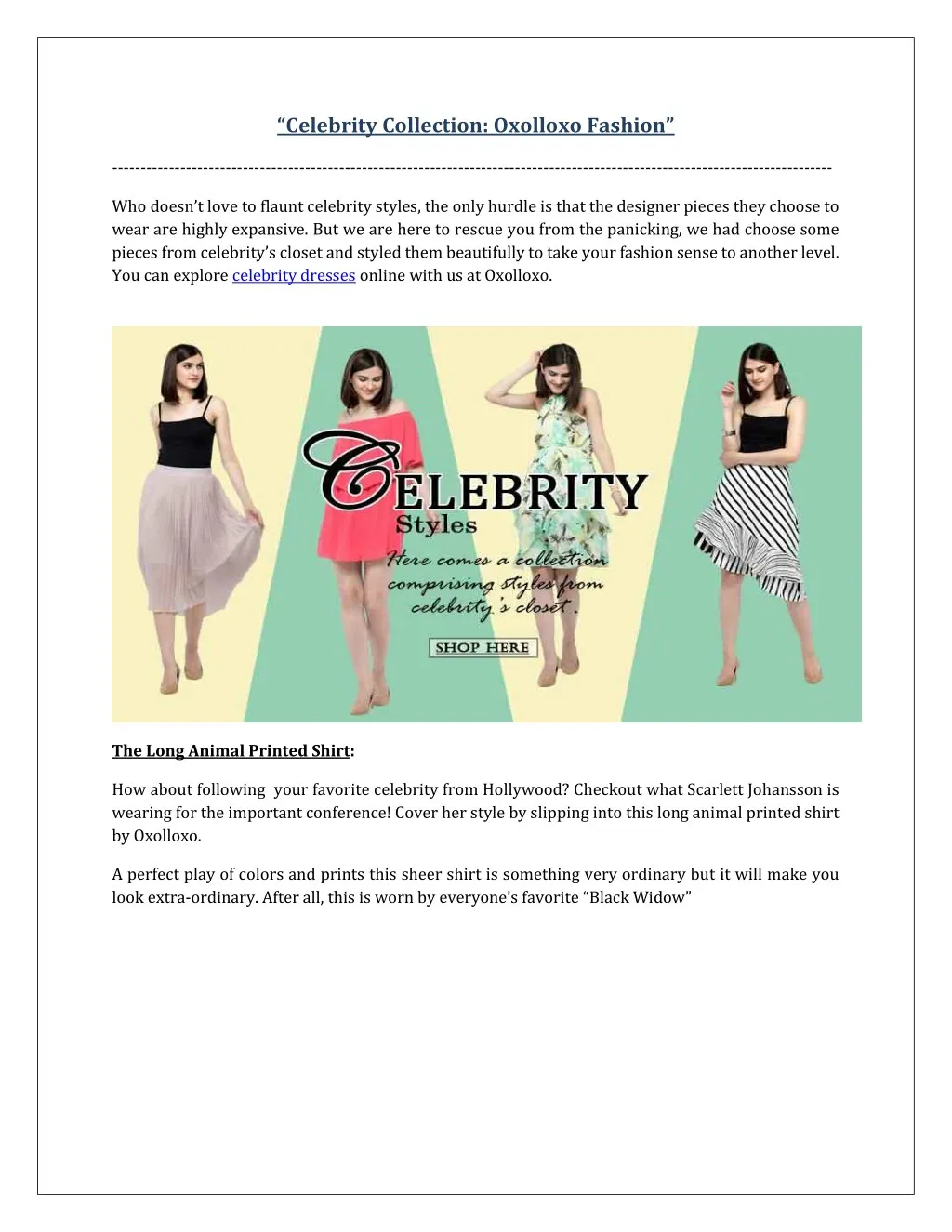 celebrity collection oxolloxo fashion