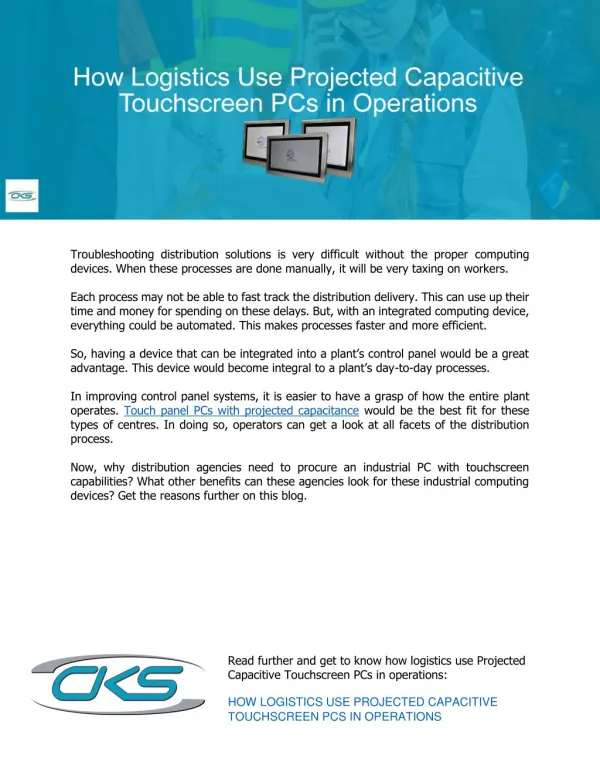 How Logistics Use Projected Capacitive Touchscreen PCs in Operations