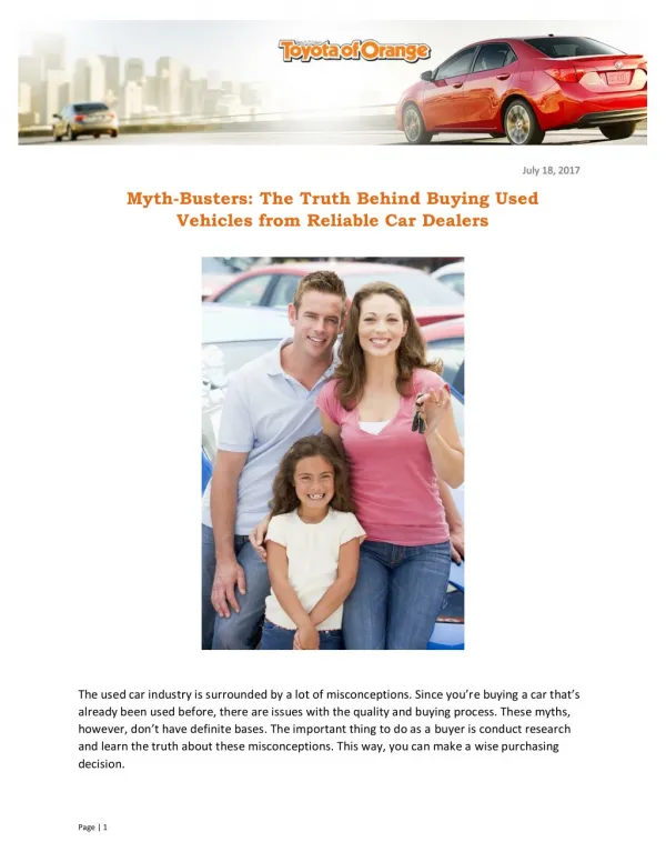 Myth-Busters: The Truth Behind Buying Used Vehicles from Reliable Car Dealers