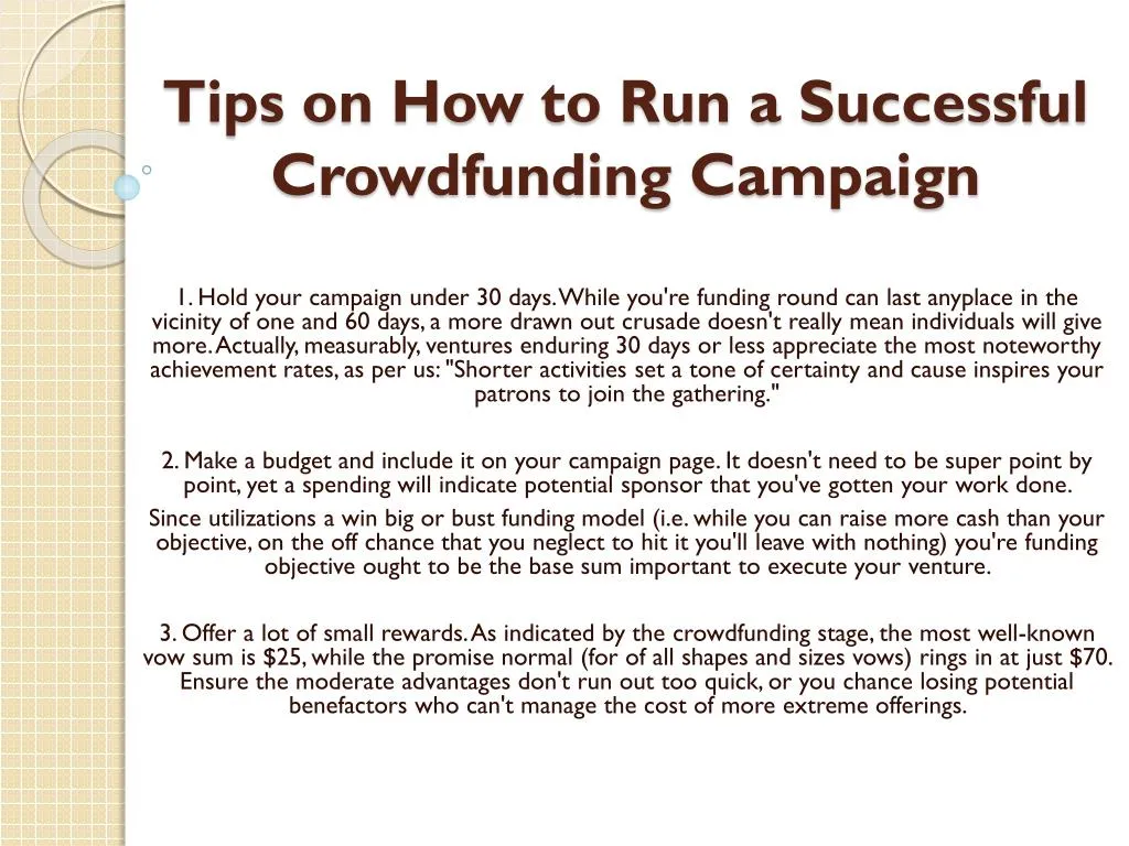 tips on how to run a successful crowdfunding campaign