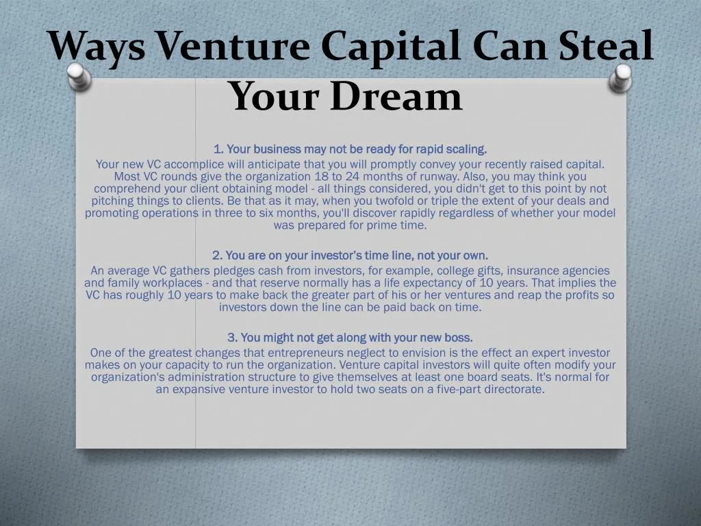 ways venture capital can steal your dream