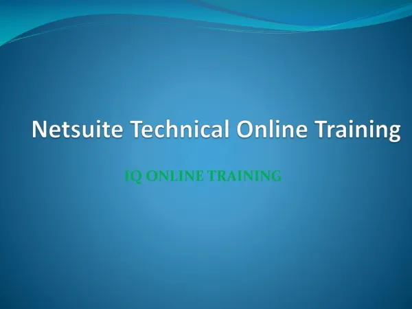 Netsuite Technical Online Training - IQ Online Training