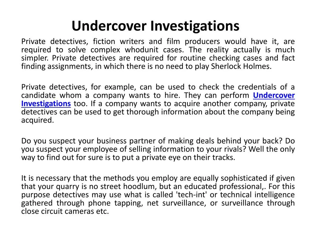 undercover investigations