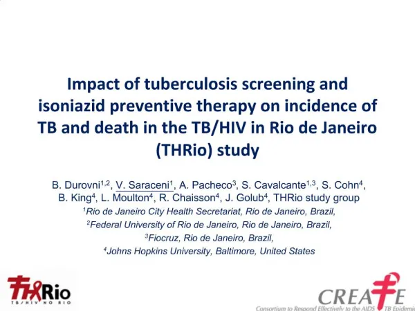 Impact of tuberculosis screening and isoniazid preventive therapy on incidence of TB and death in the TB