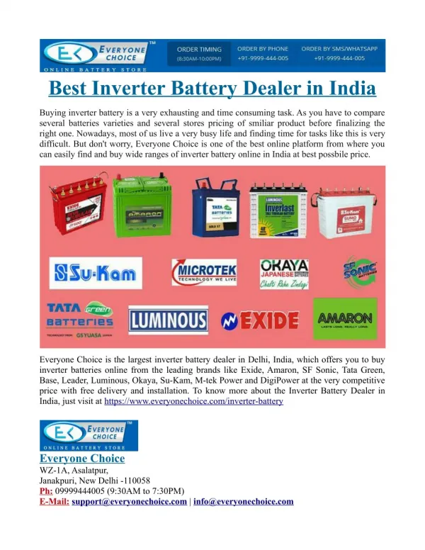 Best Inverter Battery Dealer in India