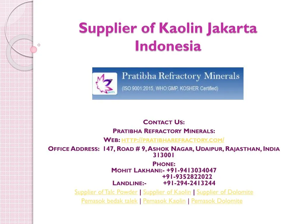supplier of kaolin jakarta indonesia