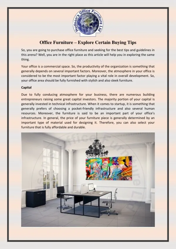 Office Furniture – Explore Certain Buying Tips